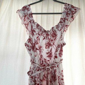 Lane Bryant 18 Petite White w red floral sun dress